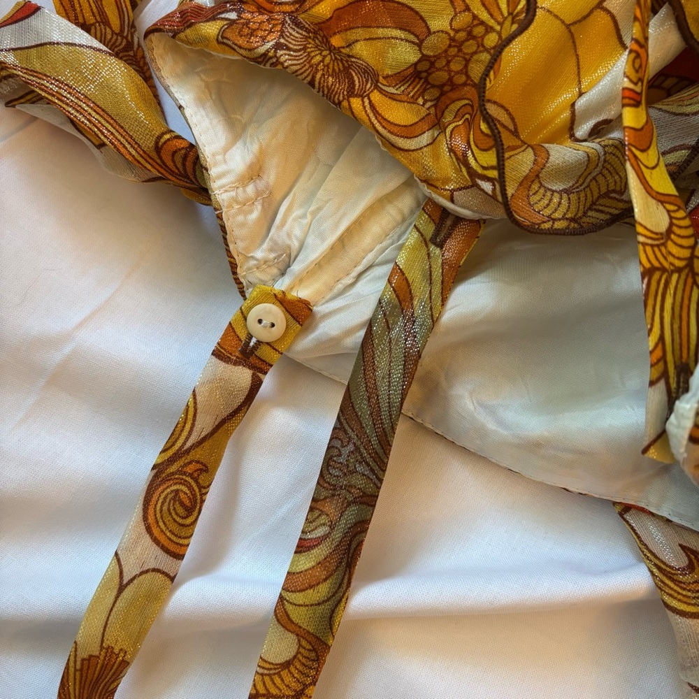 Anna Sui Silk Cocktail Dress, Gold, Size 4 💛 Two-Way Strapless or Babydoll - Picture 13 of 13